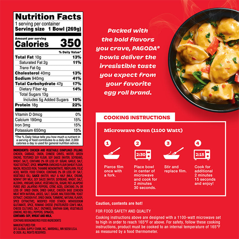 PAGODA® Frozen Creamy Chili Chicken Potsticker Bowl